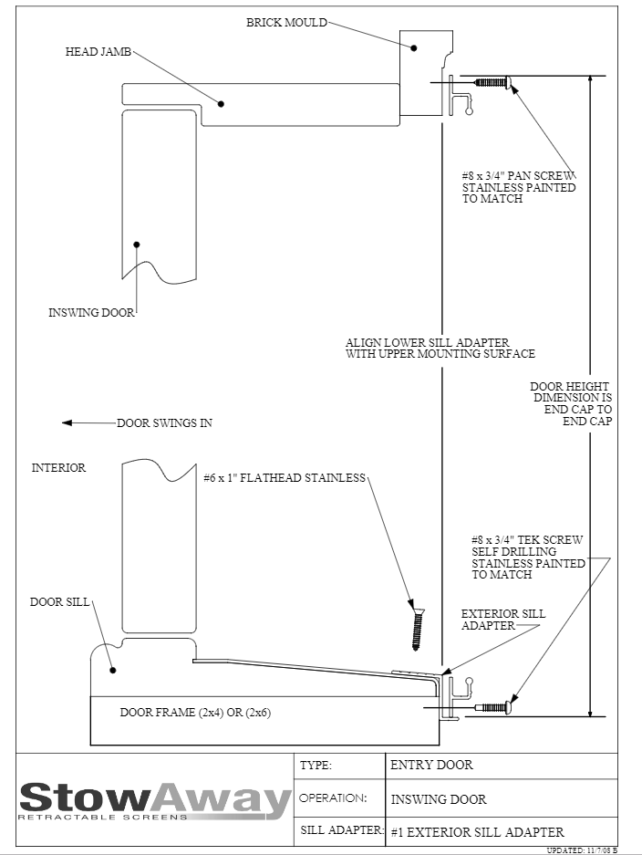 Inswing Entry Door Exterior Sill